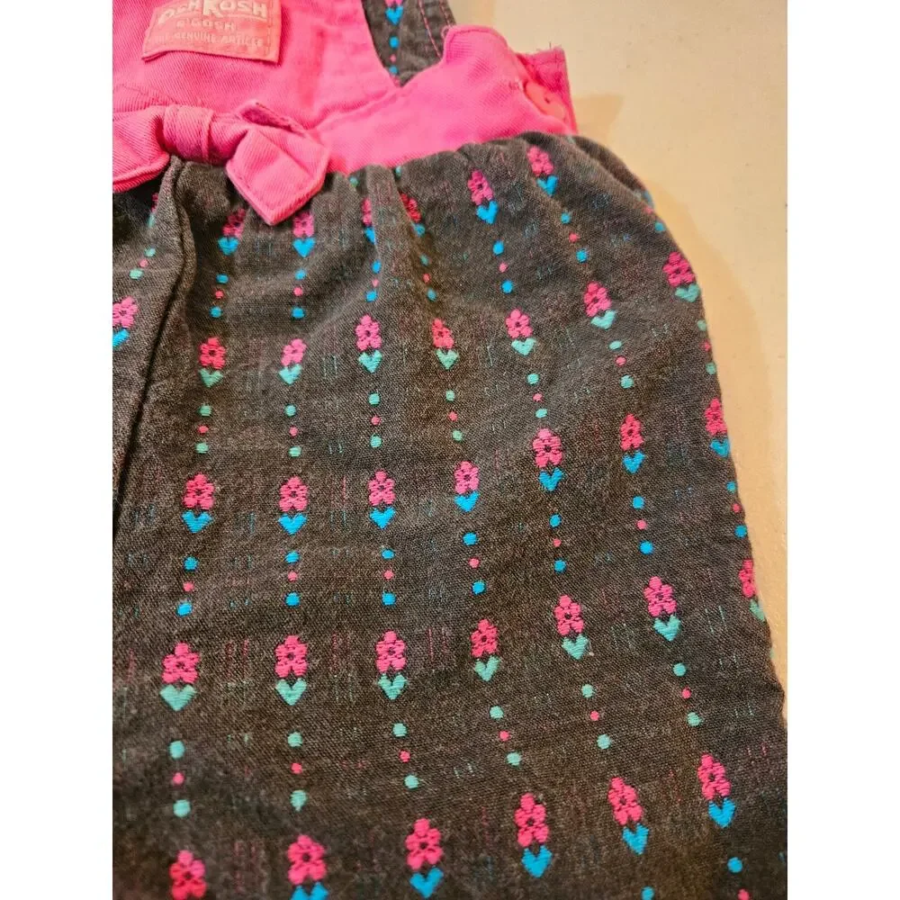 Vintage 90s Y2K OshKosh B'Gosh Toddler girl floral overalls size 12 months